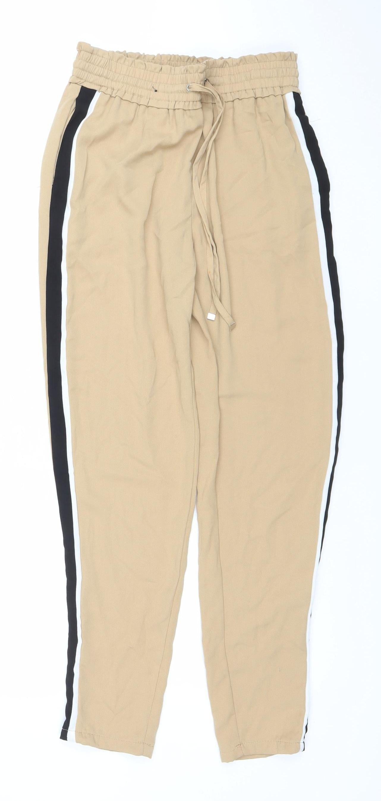 New Look Women’s Beige Jogger Trousers Size UK 6 Elastic Waist Polyester
