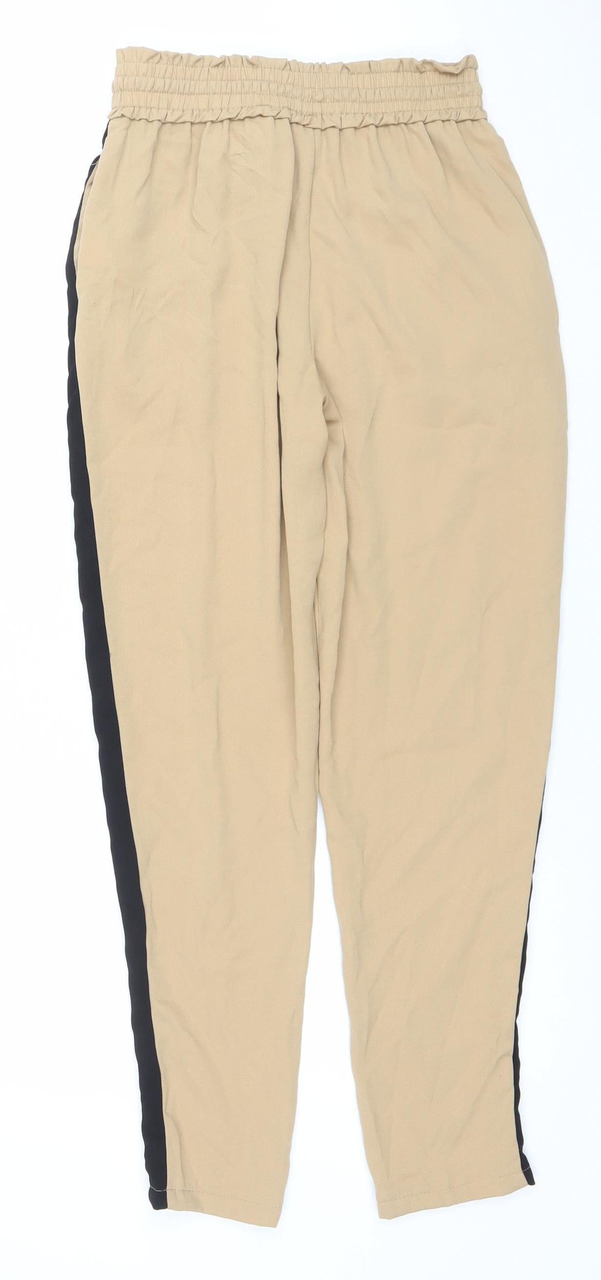 New Look Women’s Beige Jogger Trousers Size UK 6 Elastic Waist Polyester
