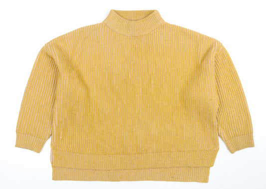 Topshop Women’s Yellow Ribbed Mock Neck Jumper Size M