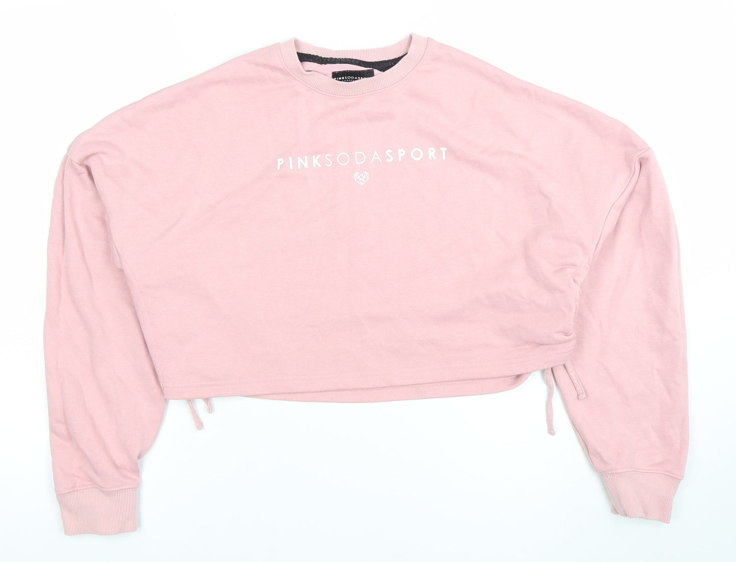 Pink Soda Sport Womens Pink Cropped Sweatshirt UK 8 XS Logo Crew Neck