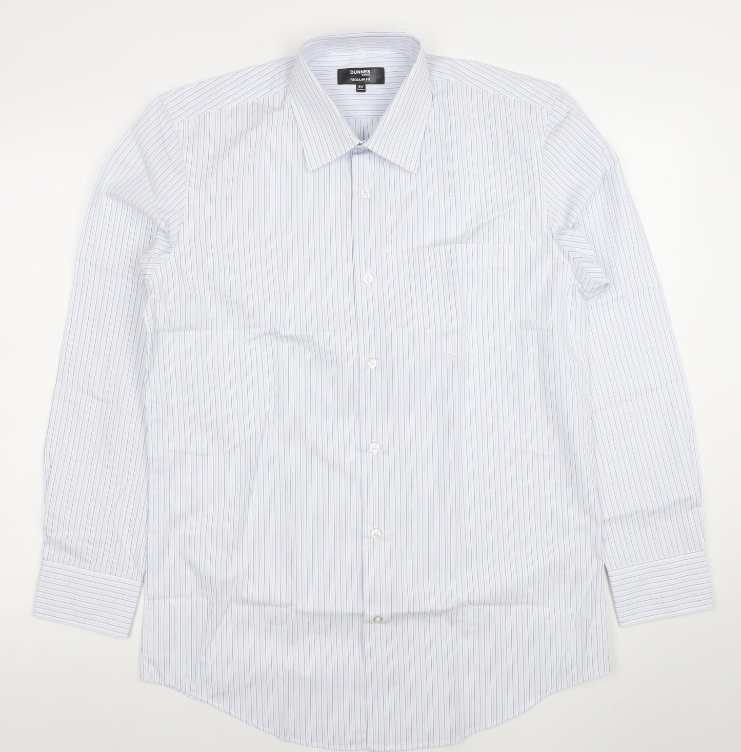 Dunnes Stores Men's Blue Striped Regular Fit 15.5in Cotton Shirt