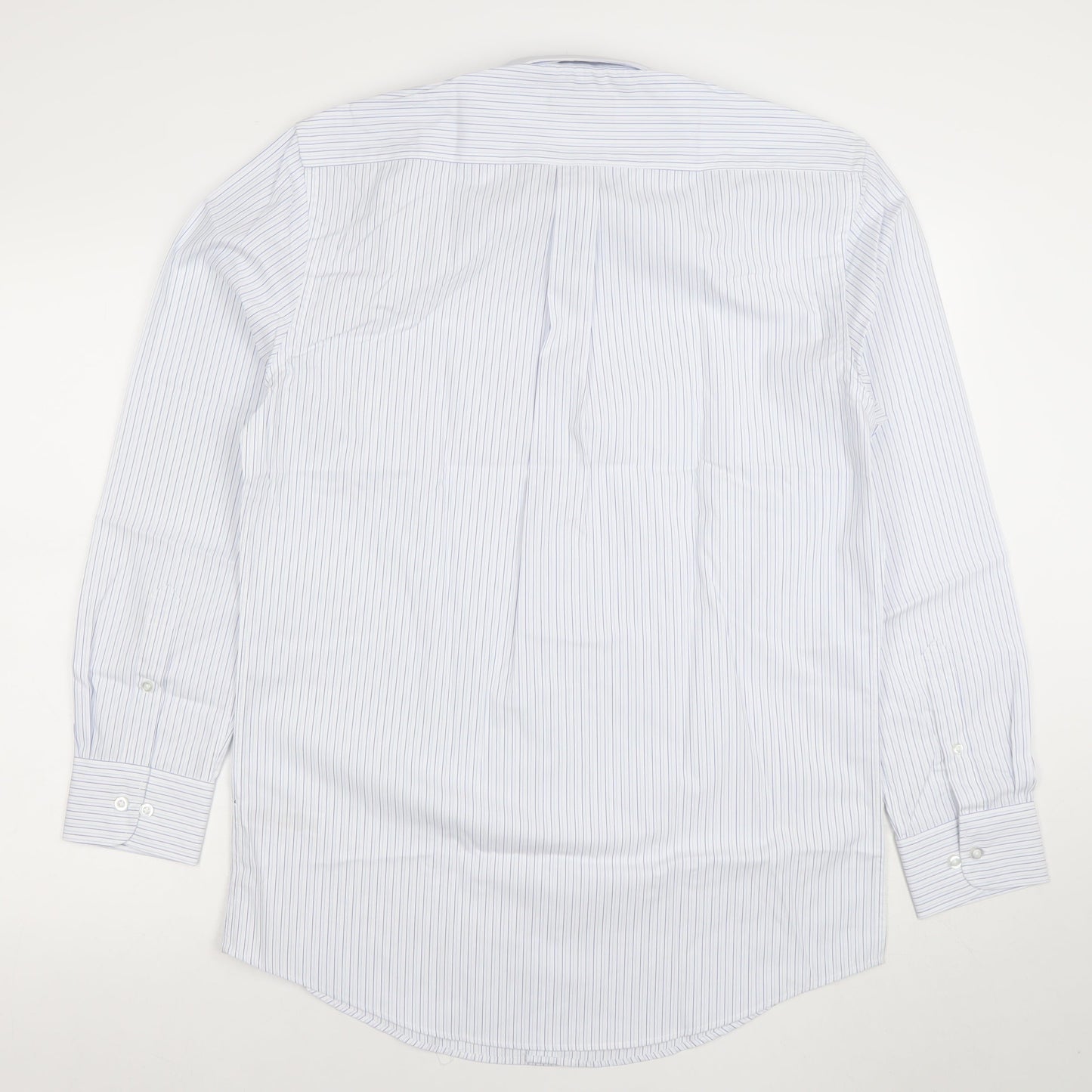 Dunnes Stores Men's Blue Striped Regular Fit 15.5in Cotton Shirt