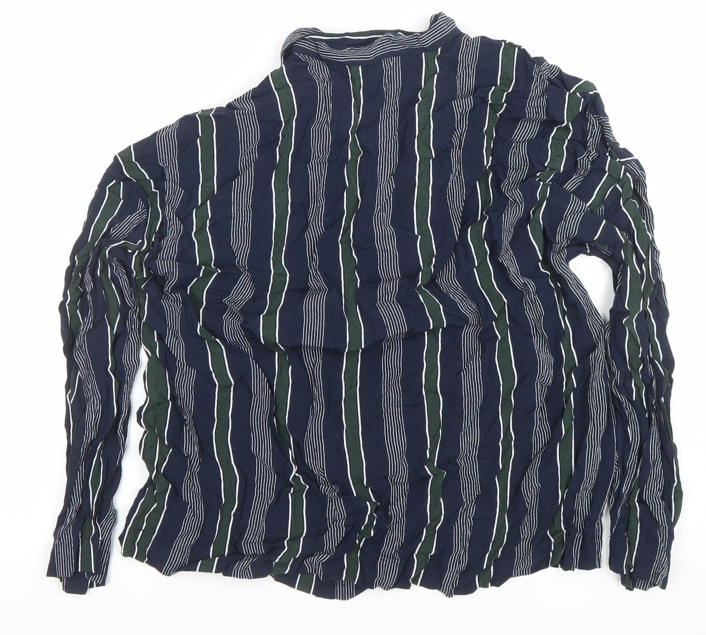 Mango Women’s Blue Striped Long Sleeve Button-Up Shirt Size 12