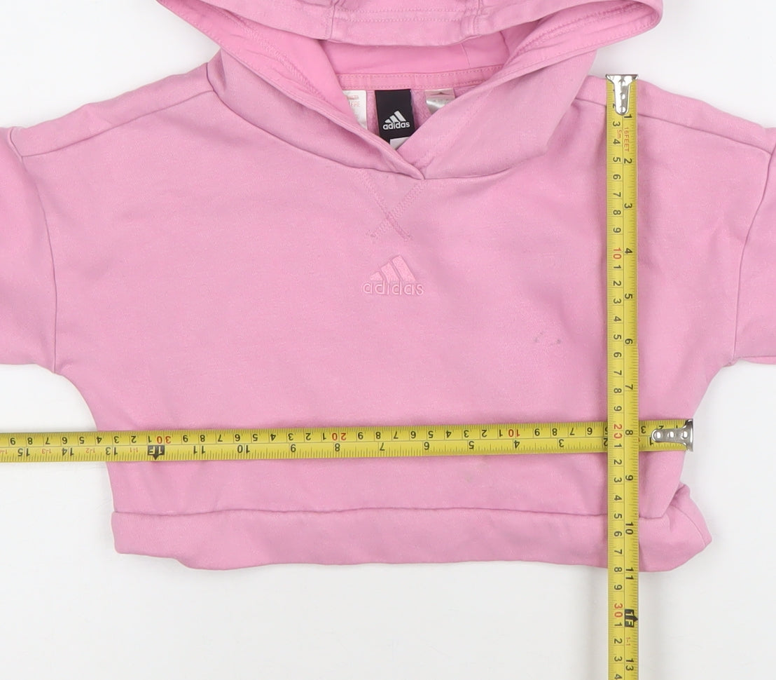 Adidas Girls Pink Pullover Hoodie 3-4 Years Logo Fleece All Seasons