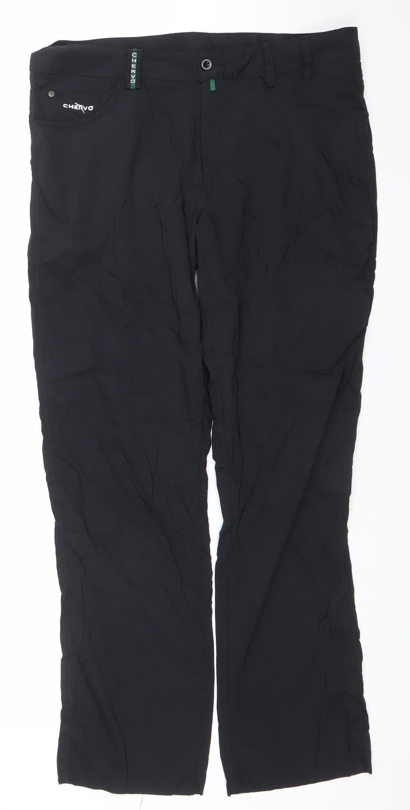 Chervo Mens Black Lightweight Polyamide Sports Trousers Size 48