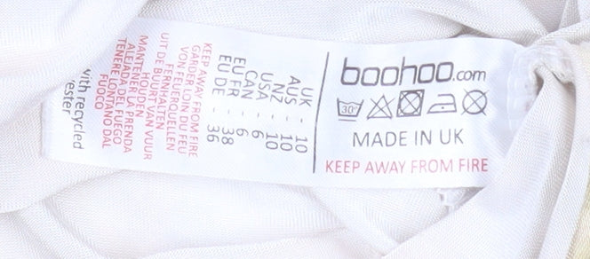 Boohoo Womens Beige Tie Dye Halter Bodysuit Size 10