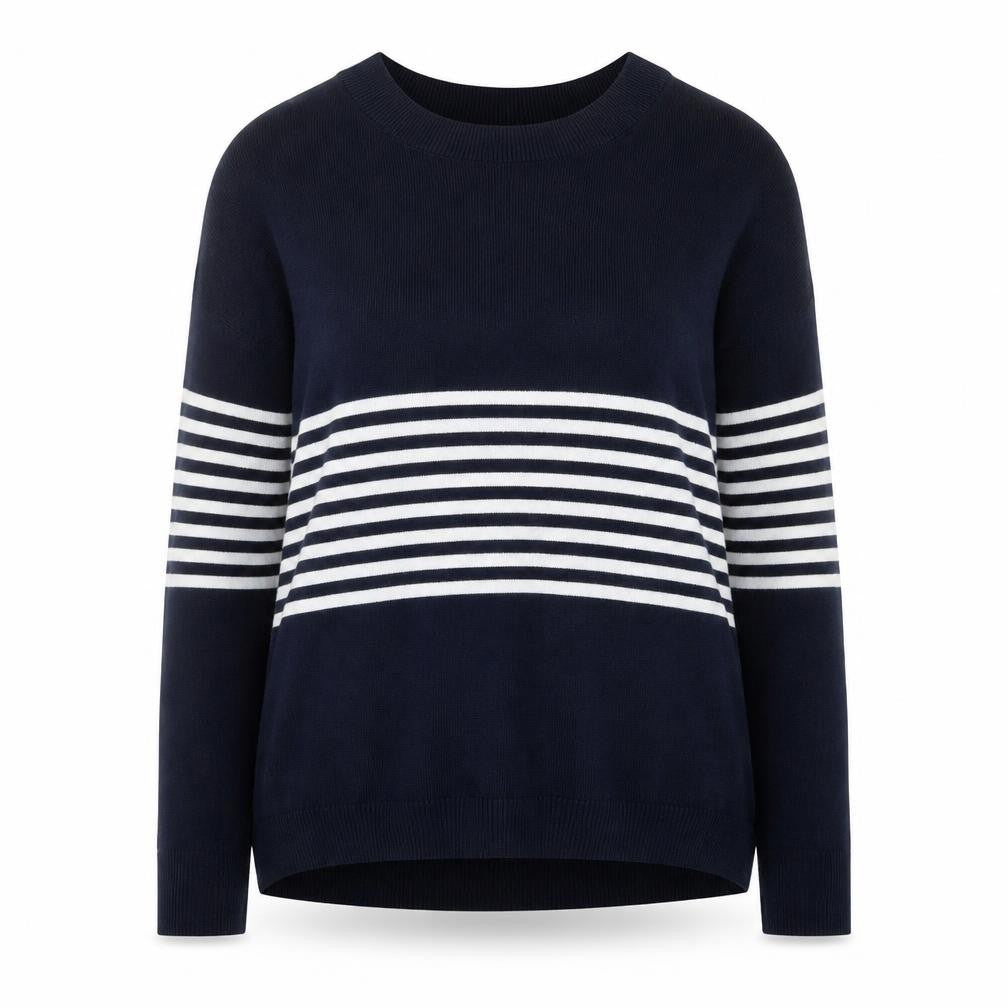 The White Company Women Blue Striped Knit Jumper UK 6 Pullover