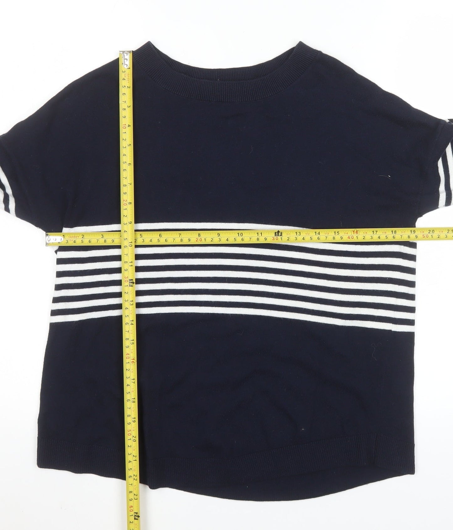 The White Company Women Blue Striped Knit Jumper UK 6 Pullover