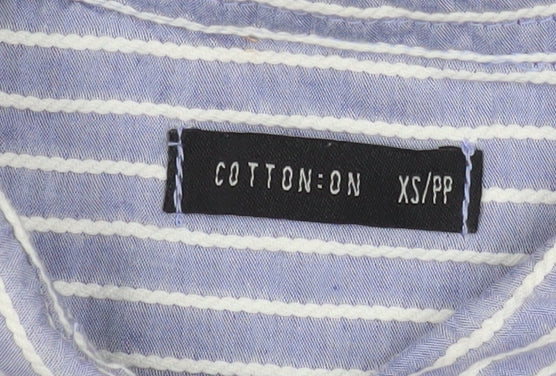 Cotton On Men Blue Striped Long Sleeve Button-Up Shirt XS