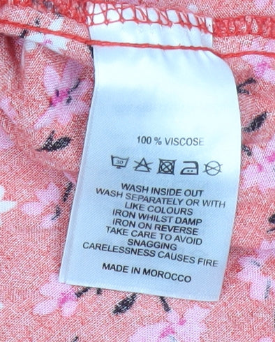 Me Me X Women Red Floral V-Neck A-Line Short Dress Size 12