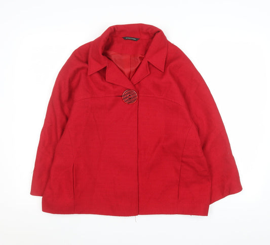 St. Bernard Red Women's Blazer Coat Size 16 Classic Buttoned