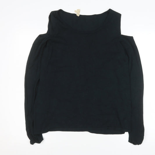 Phase Eight Womens Black Cold Shoulder Long Sleeve Blouse UK 18