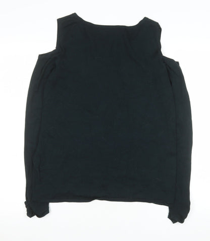 Phase Eight Womens Black Cold Shoulder Long Sleeve Blouse UK 18