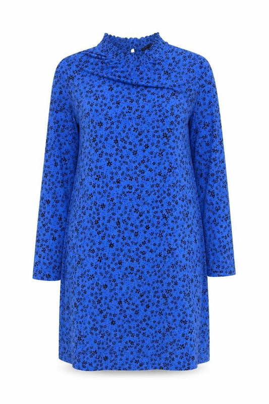 Marks & Spencer Women Blue Floral High Neck Shift Dress Size 12