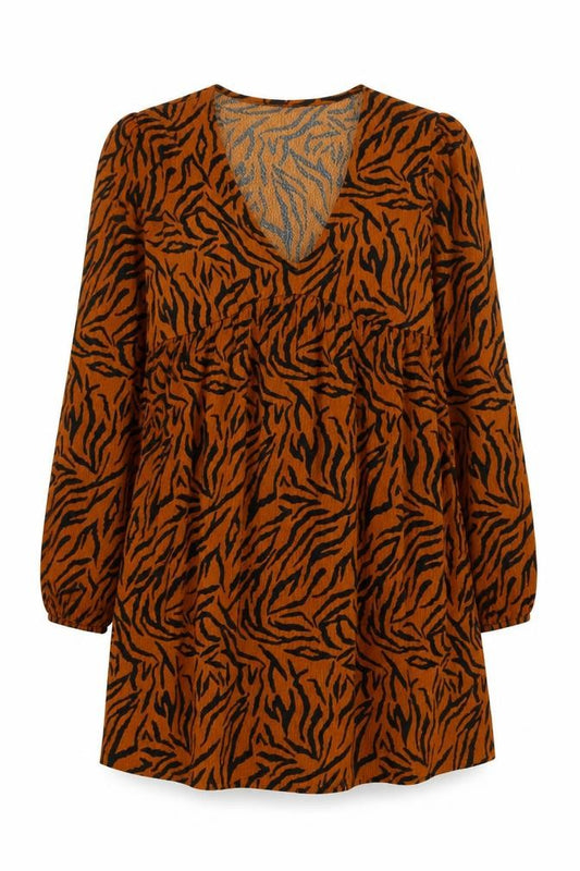 New Look Women Brown Animal Print A-Line Dress Size 10