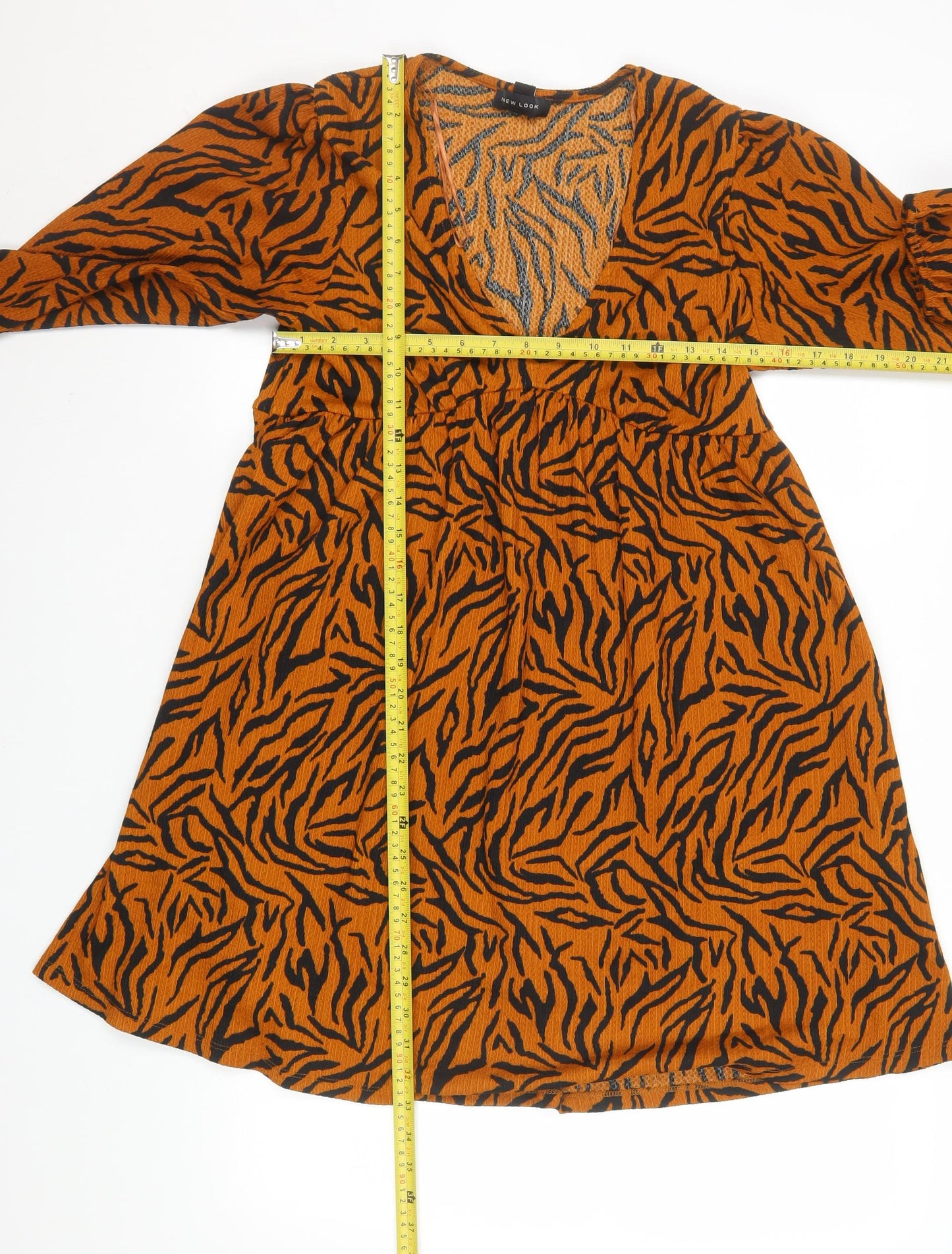New Look Women Brown Animal Print A-Line Dress Size 10