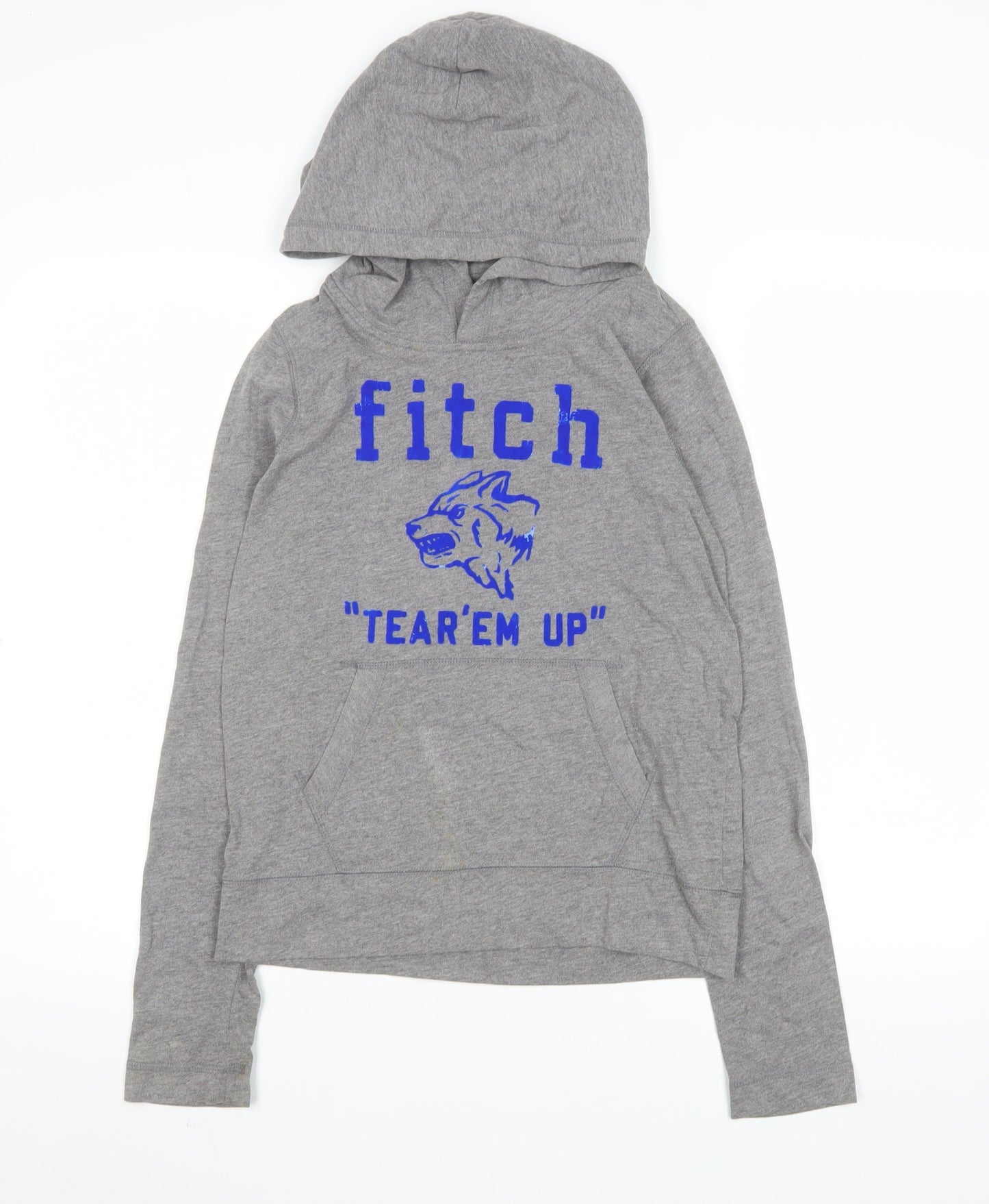 Abercrombie Kids Grey Hoodie Boys L Muscle Fit Graphic Pullover Cotton