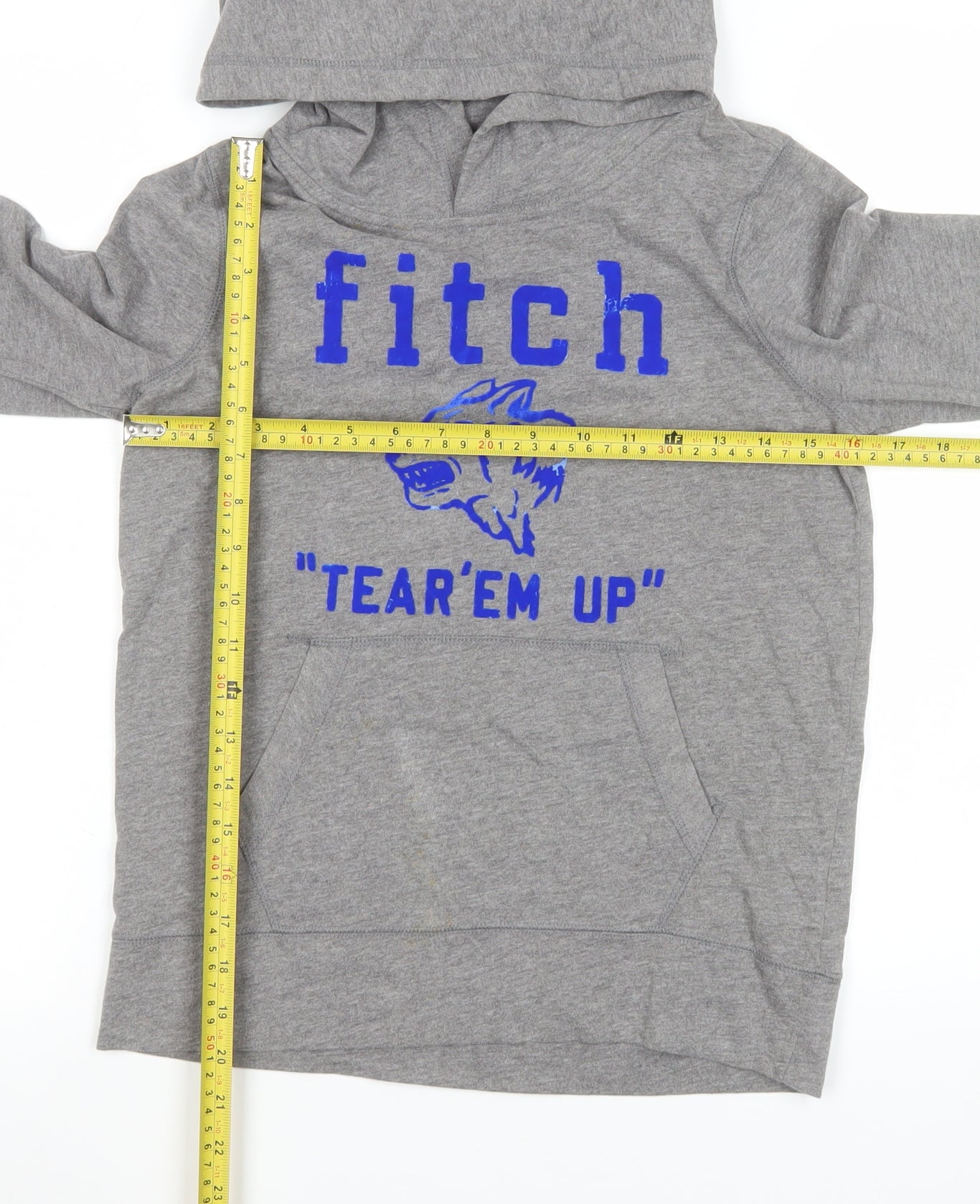 Abercrombie Kids Grey Hoodie Boys L Muscle Fit Graphic Pullover Cotton