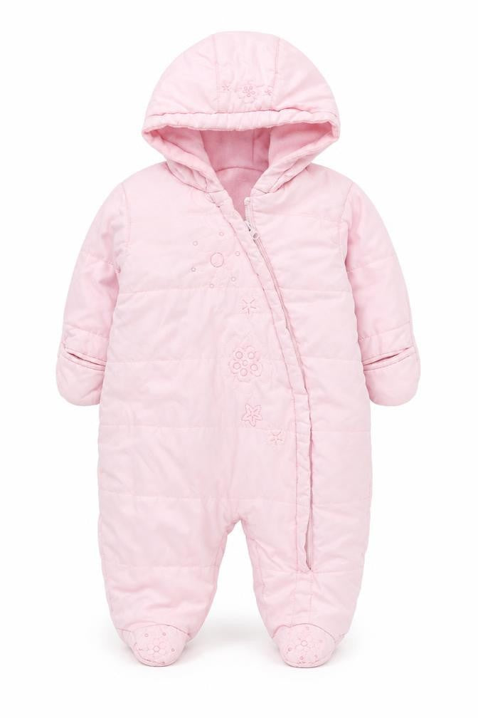 St. Bernard Girls Pink Hooded Quilted Snowsuit 9-12 Months Winter Lined