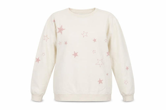 FatFace Women Beige Star Print Pullover Sweatshirt UK 12 Cotton Blend