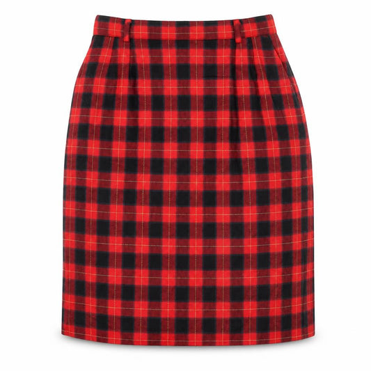Viyella Women's Red Plaid Wool Pencil Skirt Size 16 Vintage