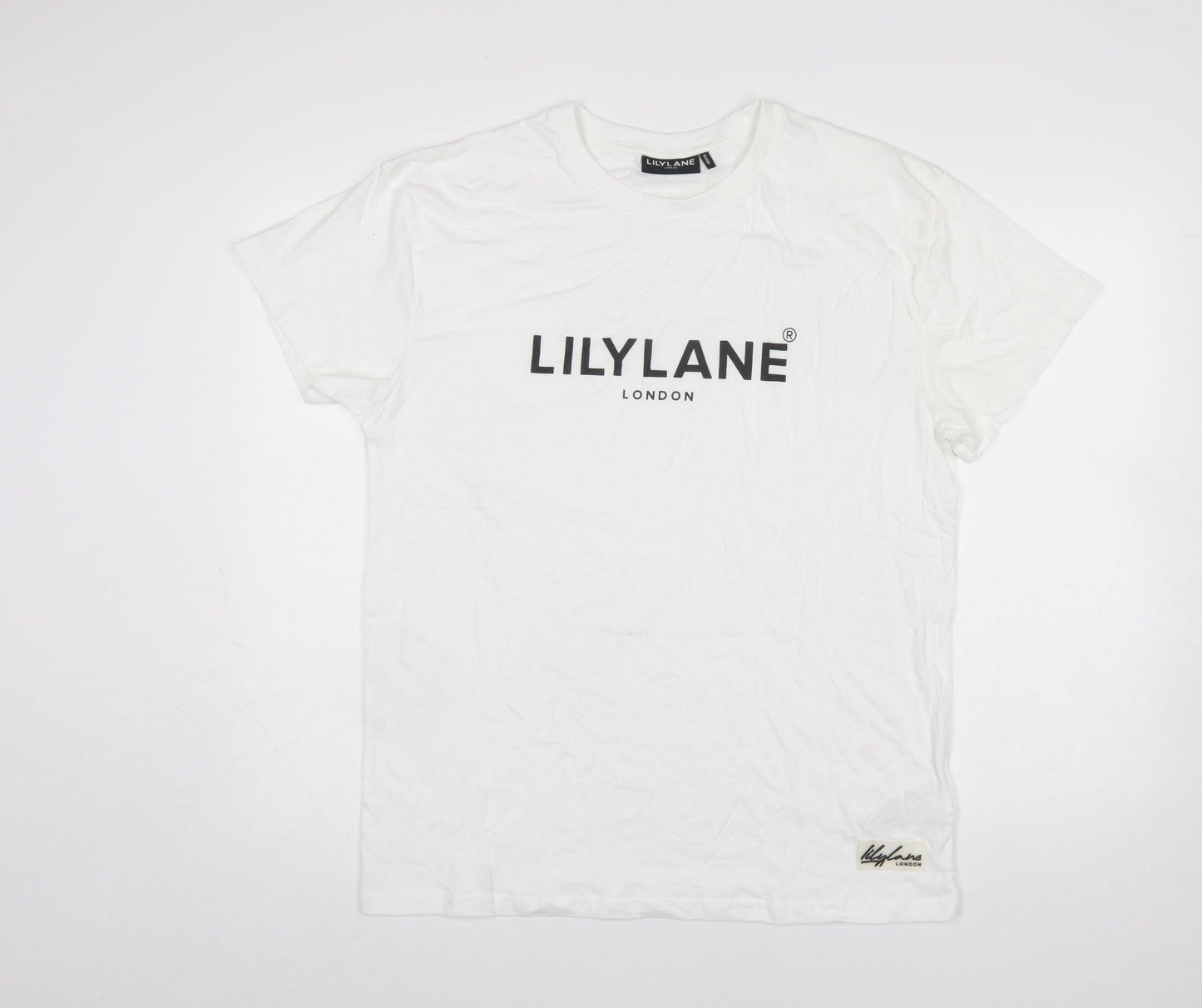 LilyLane London Men's White Cotton Crew Neck T-Shirt Size M