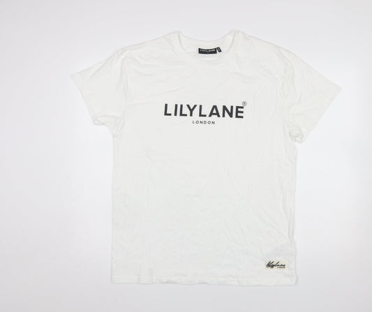 LilyLane London Men's White Cotton Crew Neck T-Shirt Size M