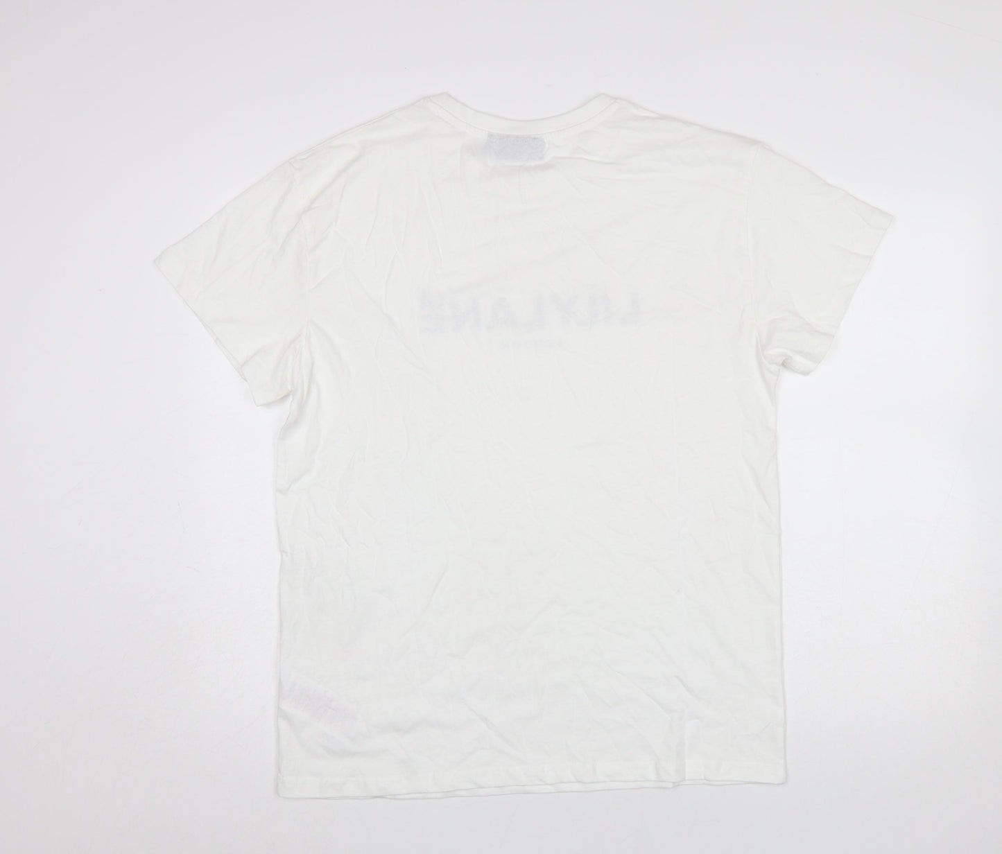 LilyLane London Men's White Cotton Crew Neck T-Shirt Size M