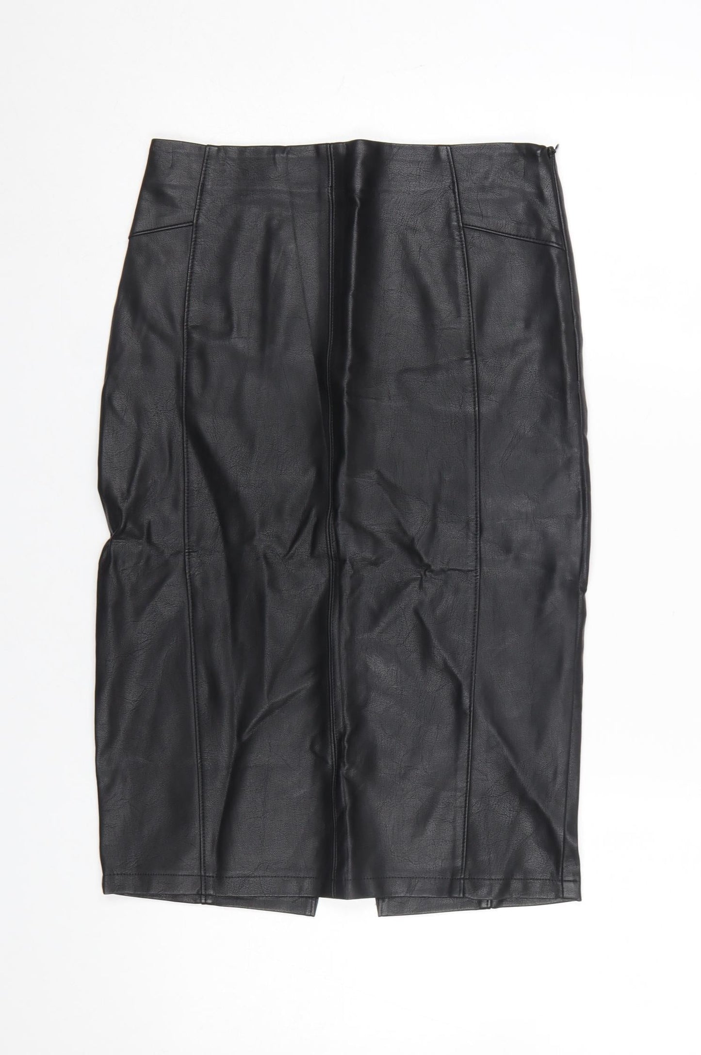 Papaya Women’s Black Knee Length Faux Leather Pencil Skirt Size 8