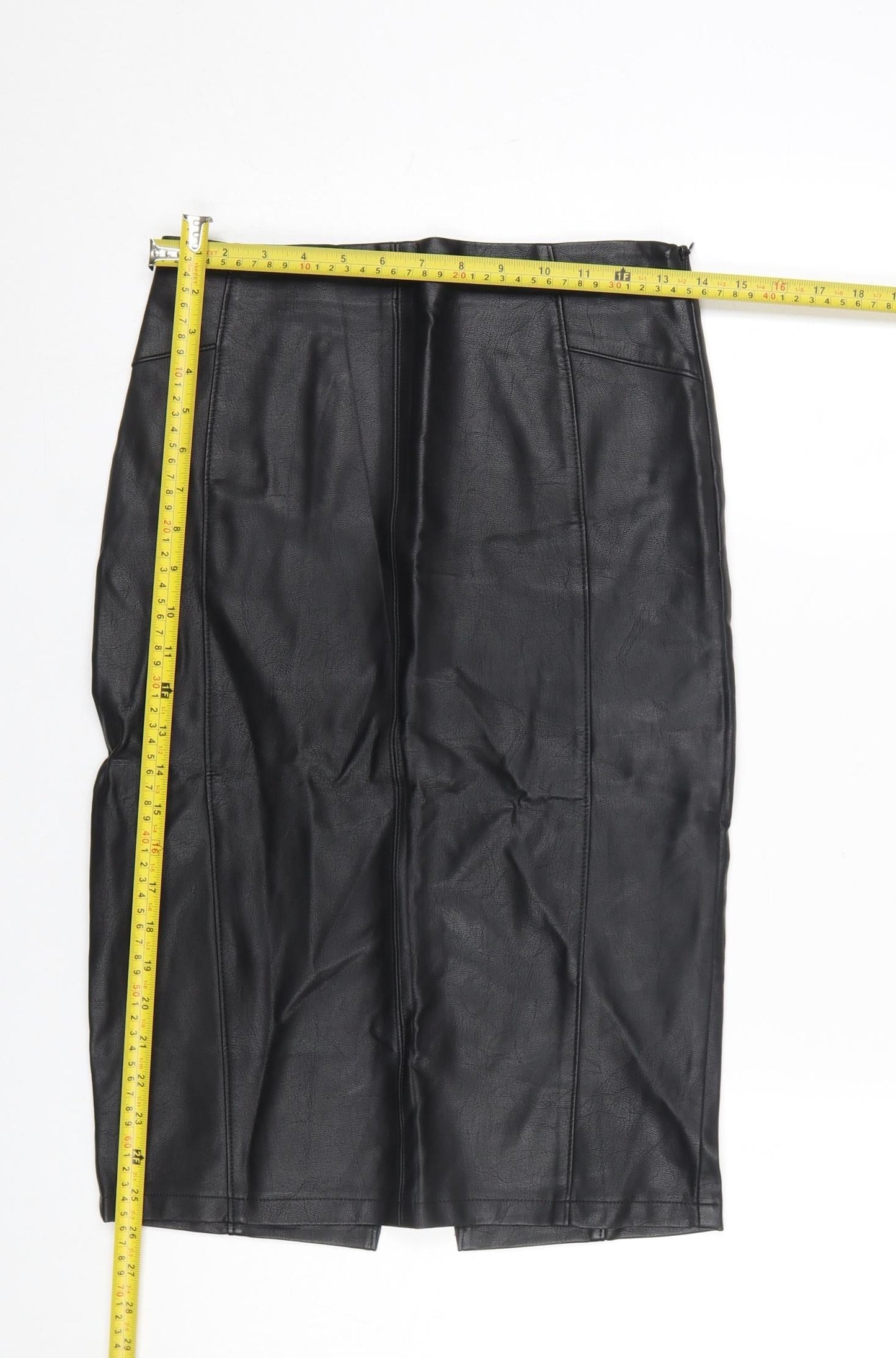 Papaya Women’s Black Knee Length Faux Leather Pencil Skirt Size 8