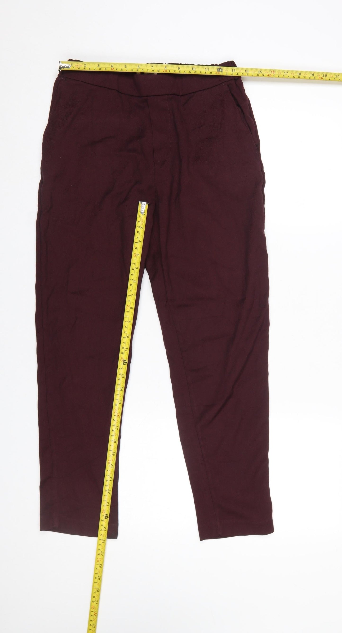 H&M Women’s Brown Tapered Trousers Size 8 L.O.G.G. Elastic Waist