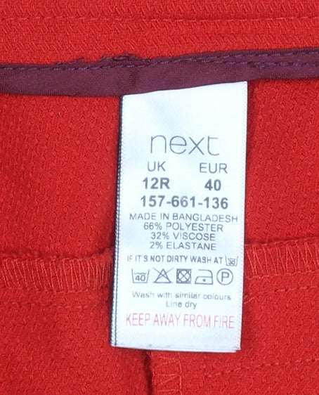 Next Women’s Red Ankle Trousers Size 12 Regular Polyester Blend