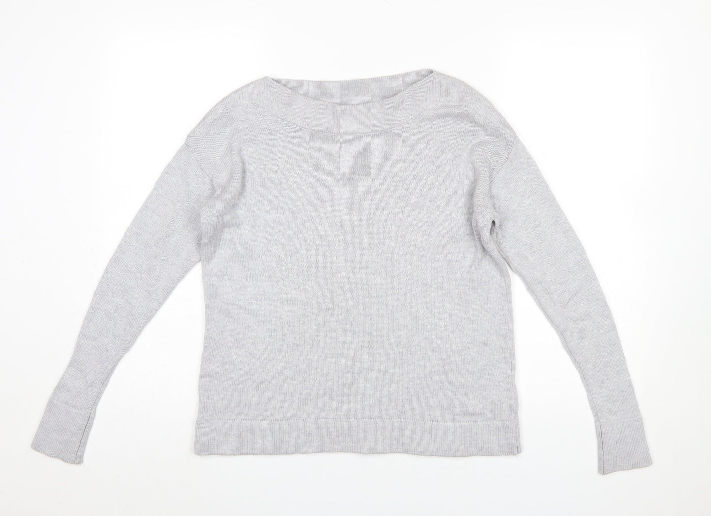 The White Company Women’s Grey Wool Blend Boat Neck Jumper Size 8
