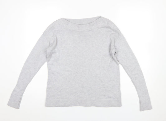 The White Company Women’s Grey Wool Blend Boat Neck Jumper Size 8