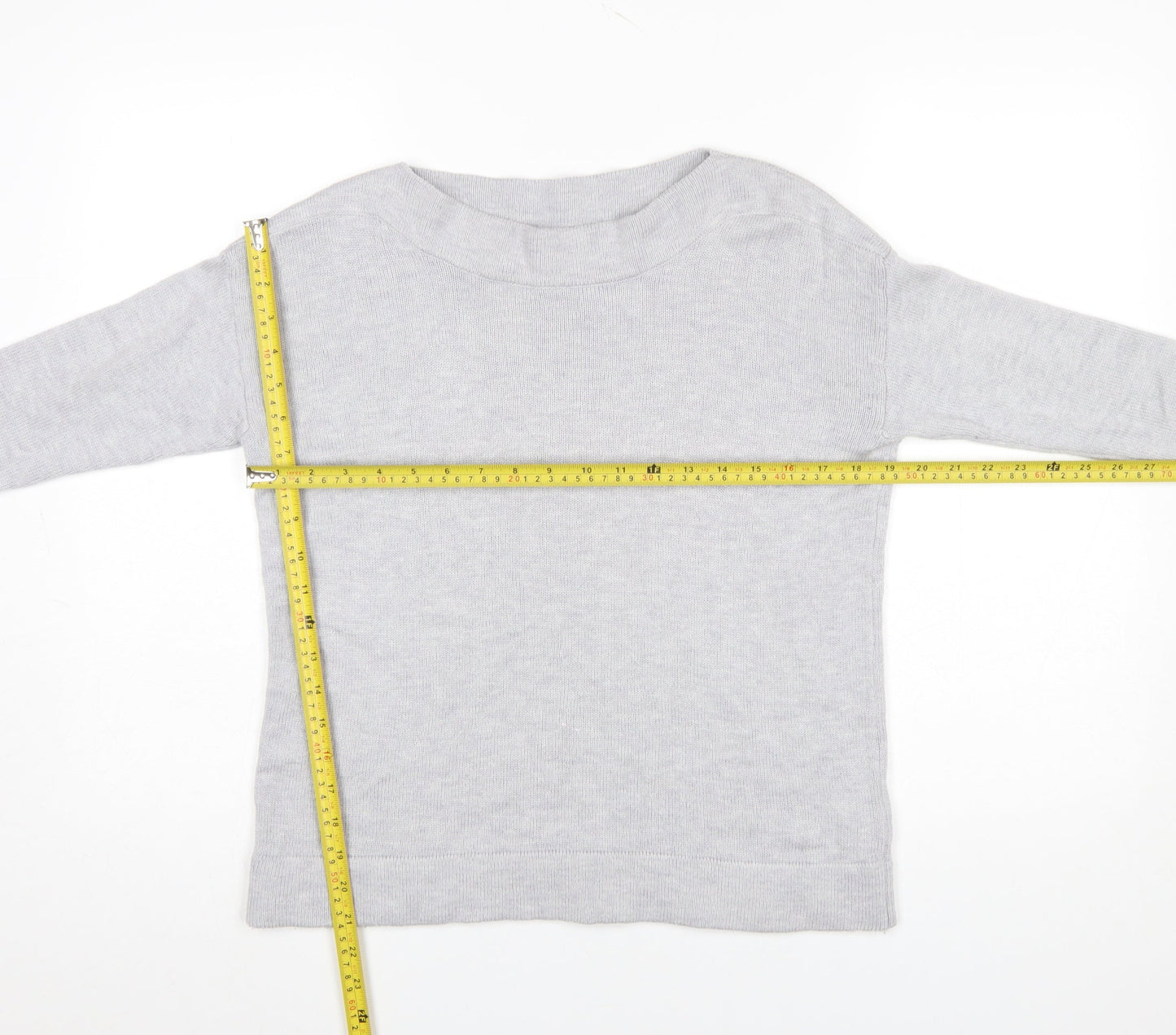 The White Company Women’s Grey Wool Blend Boat Neck Jumper Size 8
