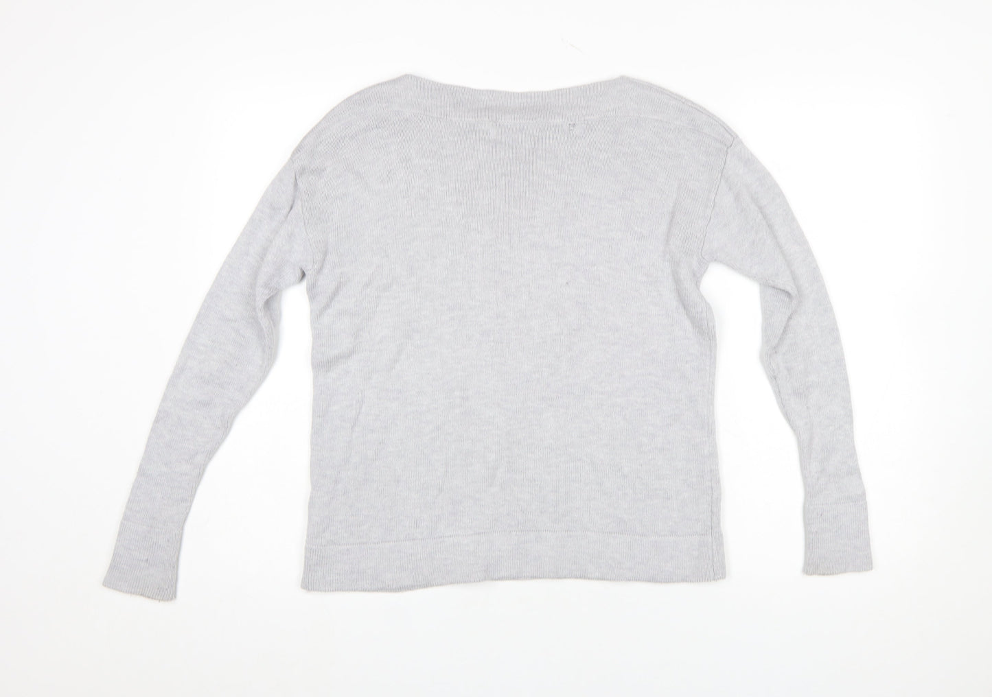 The White Company Women’s Grey Wool Blend Boat Neck Jumper Size 8