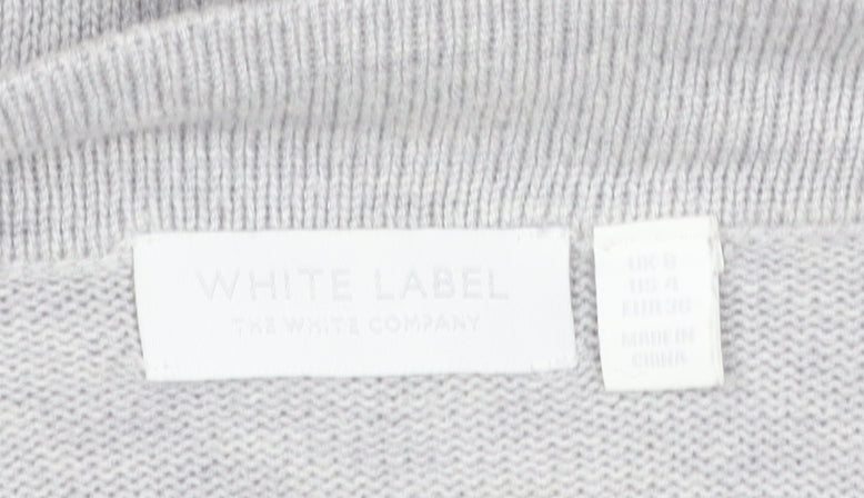 The White Company Women’s Grey Wool Blend Boat Neck Jumper Size 8