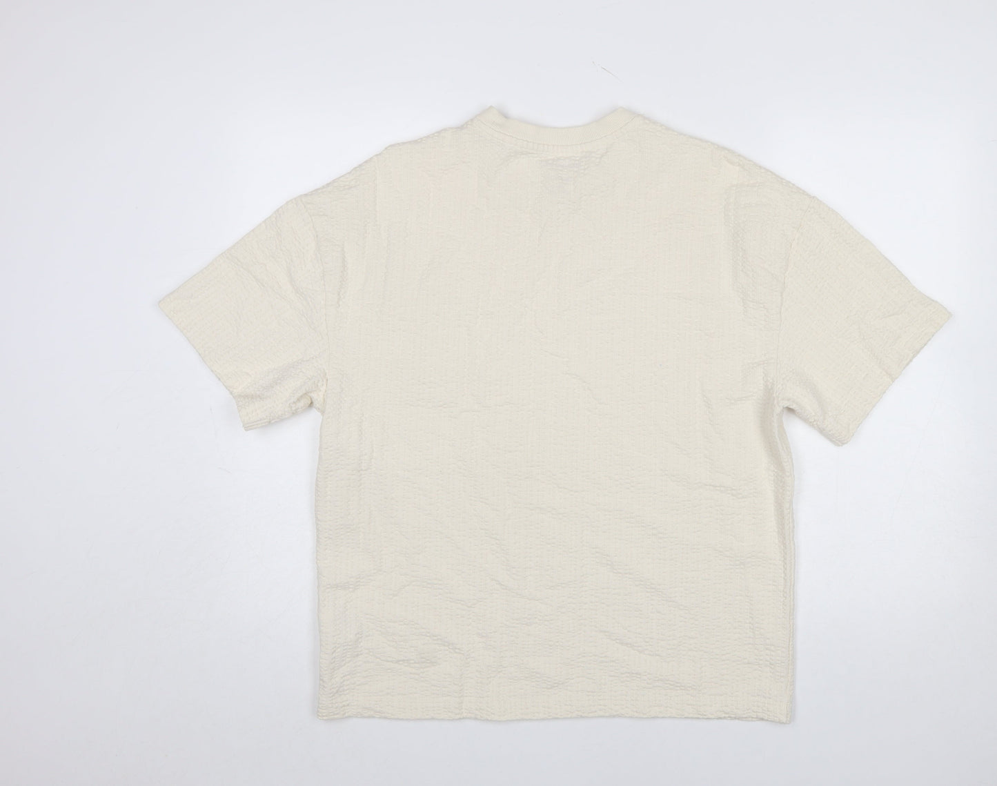River Island Women Beige Oversized T-Shirt Short Sleeve 100% Cotton