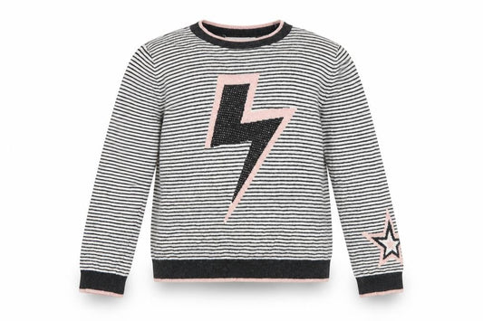 Mintie by Mint Velvet Girls Black Striped Lightning Jumper 11-12 Years