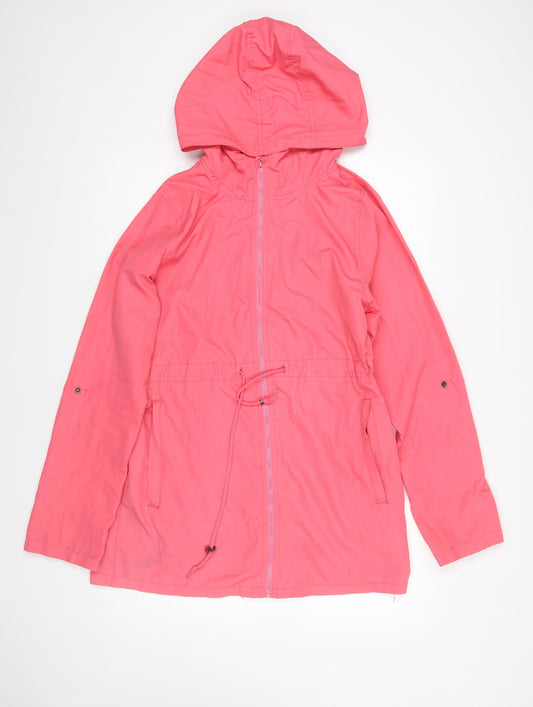 Pack a Parka Women's Pink Lightweight Hooded Mid-Length Parka Jacket Size M