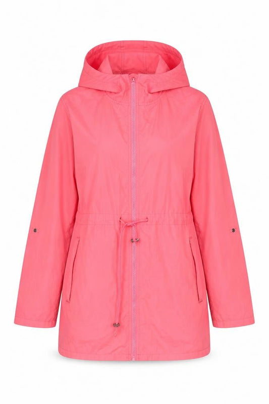 Pack a Parka Women's Pink Lightweight Hooded Mid-Length Parka Jacket Size M