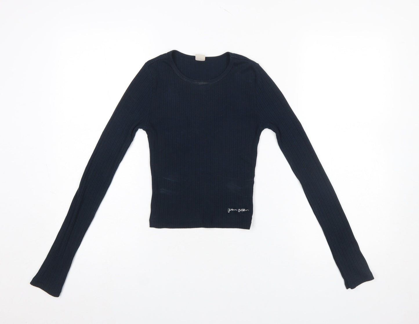Urban Outfitters Womens Black Ribbed Cropped Long Sleeve Top XS