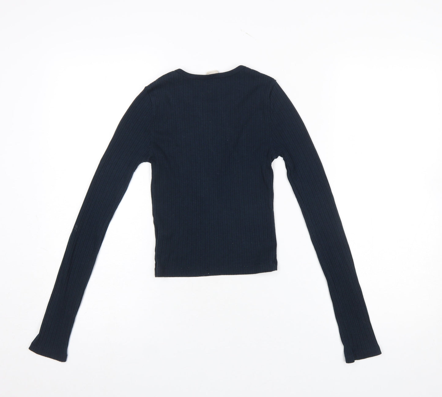 Urban Outfitters Womens Black Ribbed Cropped Long Sleeve Top XS