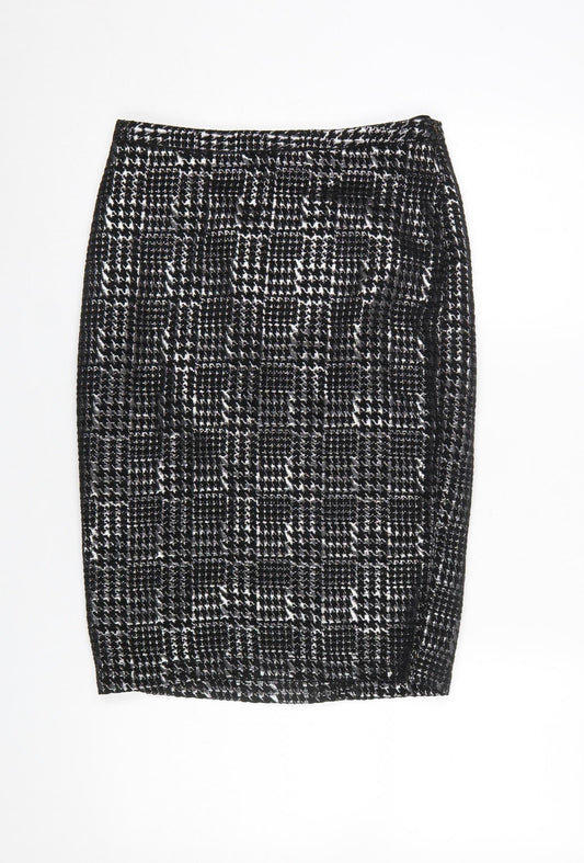 M&Co. Women's Silver Check Pencil Skirt Size 10 Knee Length