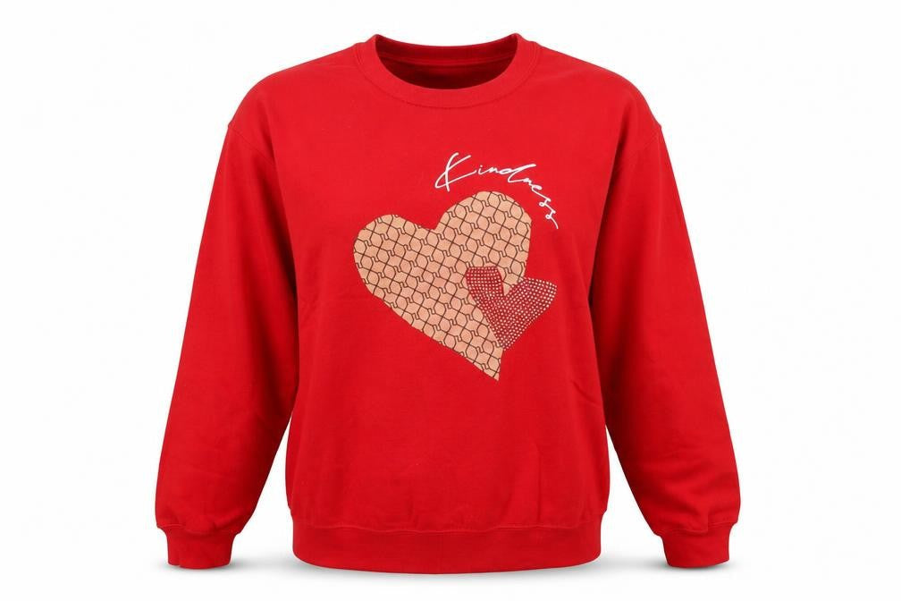 River Island Womens Red Kindness Heart Crew Neck Sweatshirt Size S