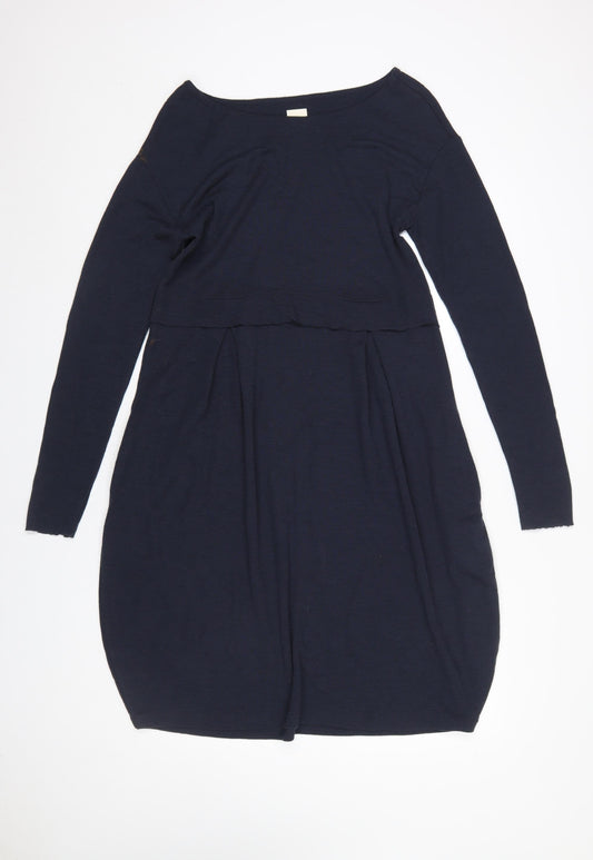 By Basics Women Navy Long Sleeve Knee Length A-Line Dress M