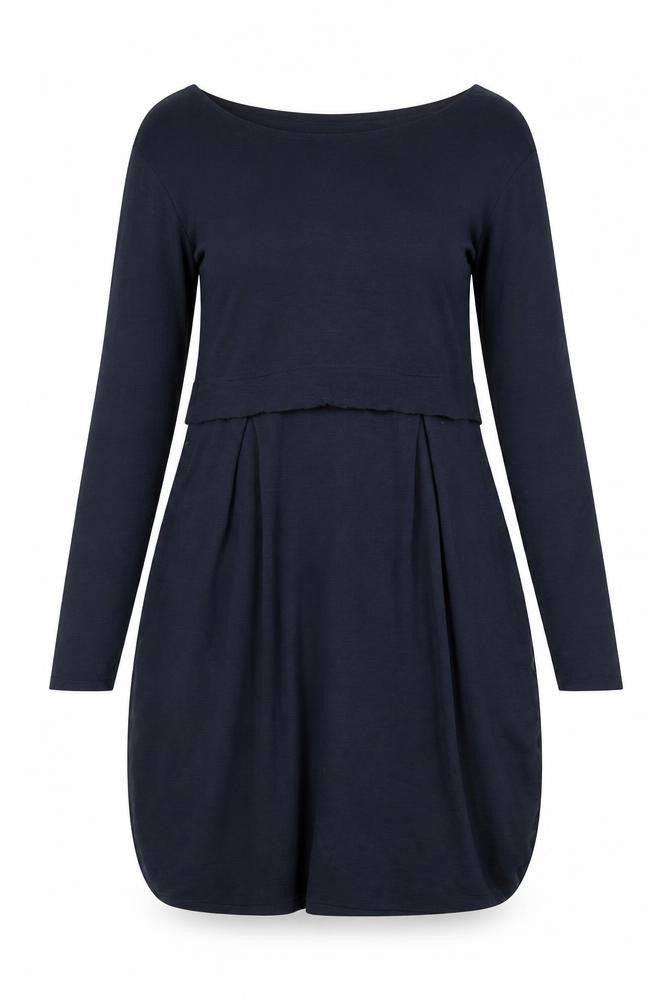 By Basics Women Navy Long Sleeve Knee Length A-Line Dress M