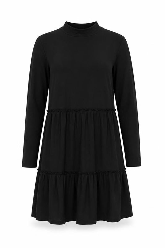 Warehouse Women Black Long Sleeve High Neck Shift Dress Size 10