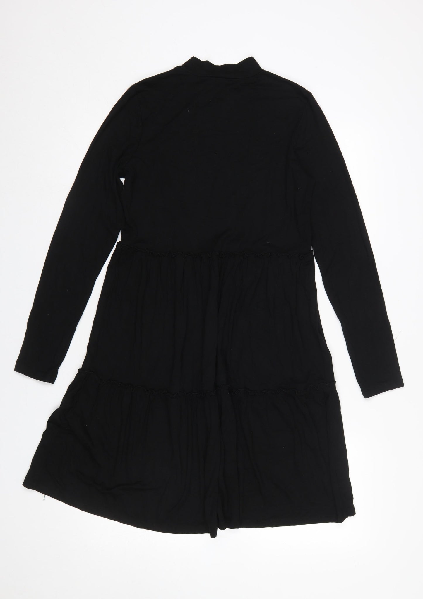 Warehouse Women Black Long Sleeve High Neck Shift Dress Size 10