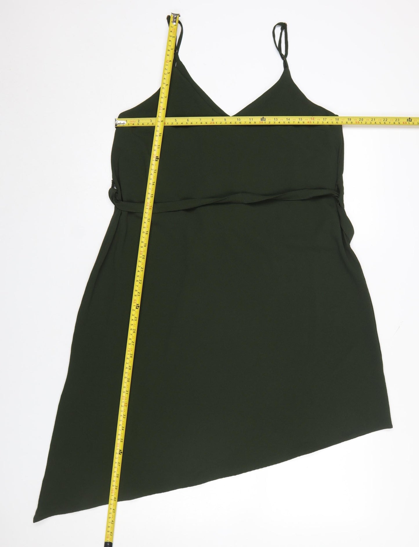 River Island Women’s Green Size 12 Asymmetric Slip Dress